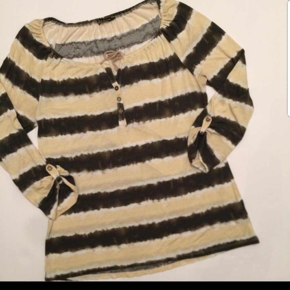 $3 if bundled Ella Moss striped olive & cream top